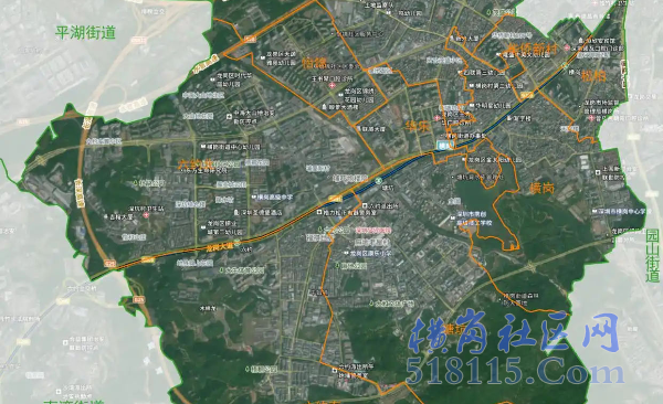 深圳市龙岗区横岗街道9个社区分布图